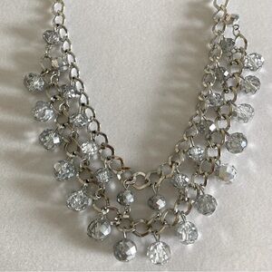 NWT Silver Chain Necklace with Silver Metallic Crystal Beads